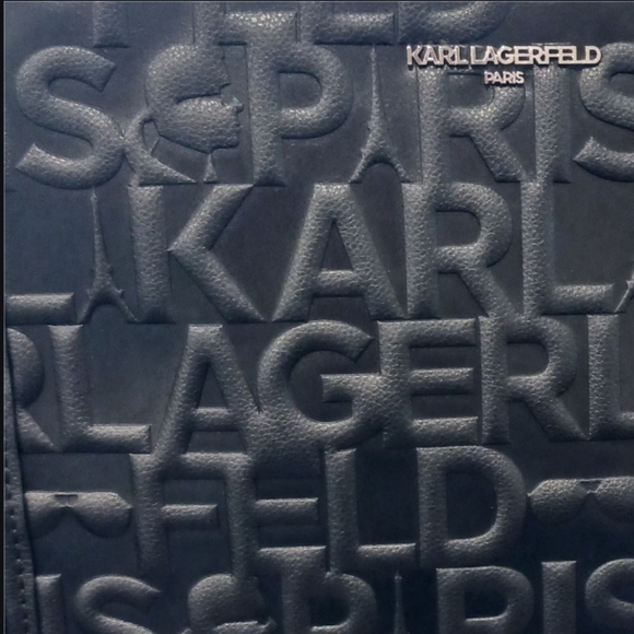 Karl Lagerfeld Paris Embossed Legacy Maybelle Satchel Crossbody Pouch - Picture 4 of 10